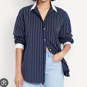 Old Navy Pinstripe Button Down Boyfriend Shirt